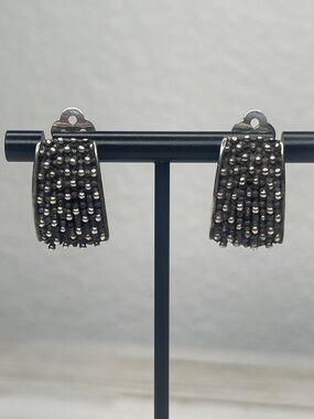 Michael Dawkins 925 Sterling Caviar Beaded Omega Earrings